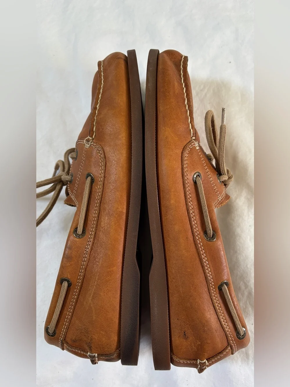 Bass & Co Men’s Leather Boat Shoes Brown Lace Up Moc Toe Size 10.5 M